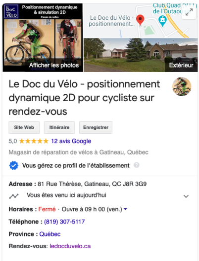 Avis Google – Le Doc du Vélo